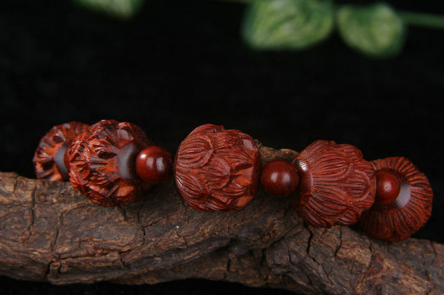 Leaflet rosewood lotus carving bracelet 2.0CM