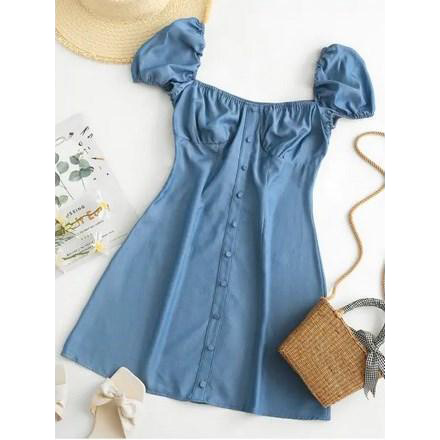 Chambray Milkmaid Bustier Dress